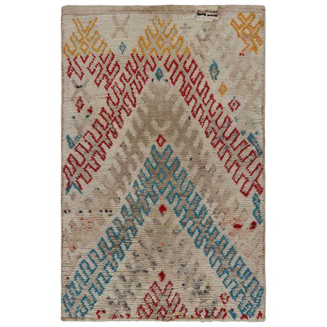 1950s Azilal Moroccan rug in White with Polychromatic Patterns by Rug ...