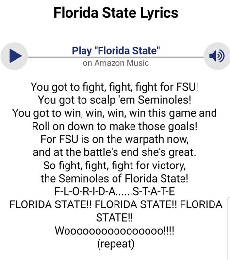 Pin by Anya Macias on FSU | Fsu, Florida state, Lyrics