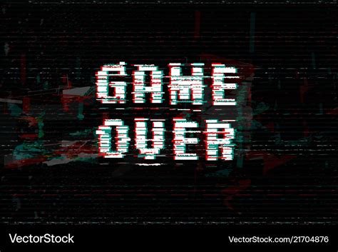 Game over screen message Royalty Free Vector Image