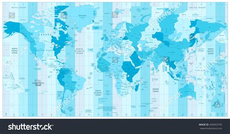 World Map Standard Time Zones Colors Stock Vector (Royalty Free) 439453795 | Shutterstock