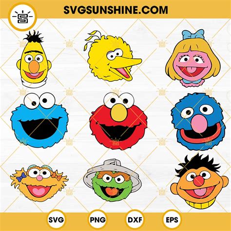 Monster Faces Sesame Street SVG Bundle, Cookie Monster SVG, Elmo SVG ...