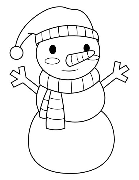 Printable Snowman Wearing Scarf and Hat Coloring Page