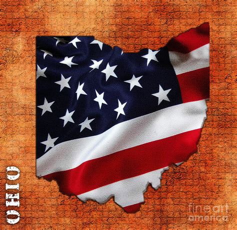 Ohio American Flag State Map Mixed Media by Marvin Blaine