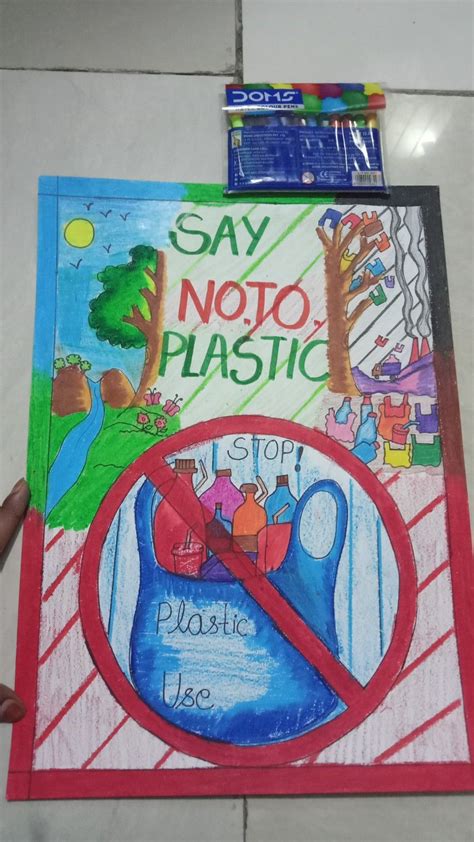 Say no to plastic Environmental Art Projects, Environmental Posters, Earth Day Drawing, Earth ...