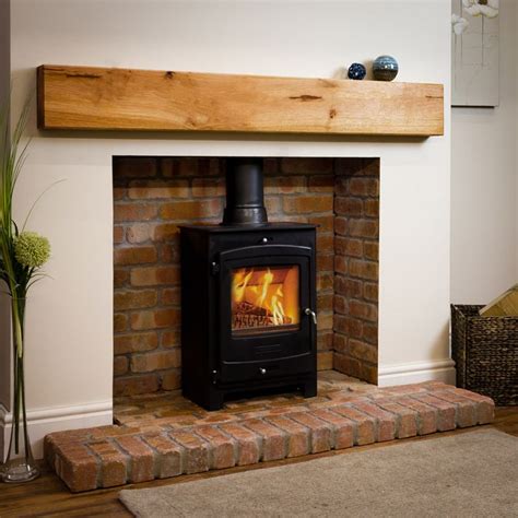 Oak Fireplace Beam Mantel Shelves | Oak fireplace, Log burner living ...