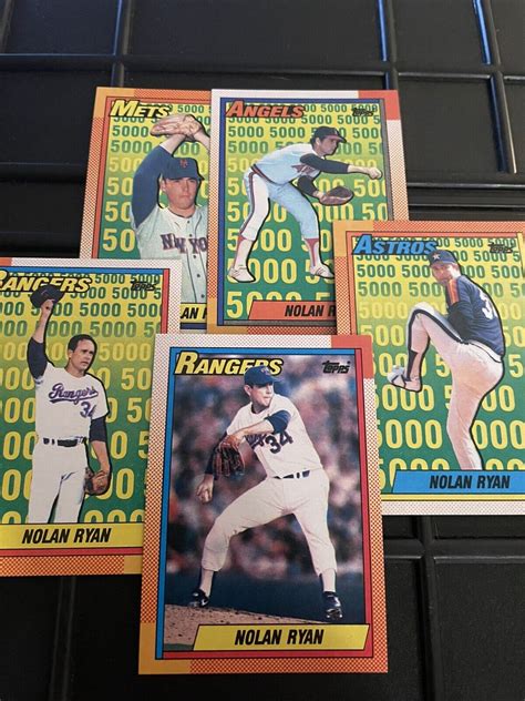 1990 Topps Baseball Nolan Ryan 5000 Strikeouts Complete 5 Card set 1=5 ...