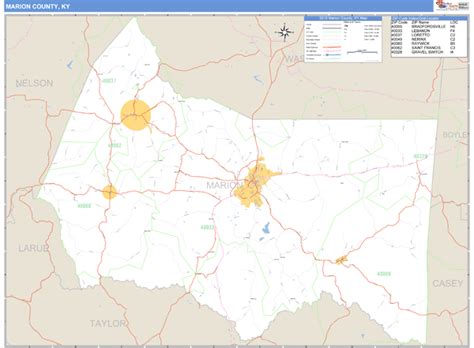 Marion County, Kentucky Zip Code Wall Map | Maps.com.com