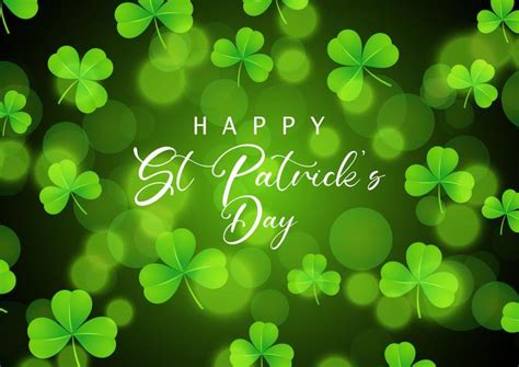 St Patrick's Day background with shamrock on bokeh lights 332437 Vector ...