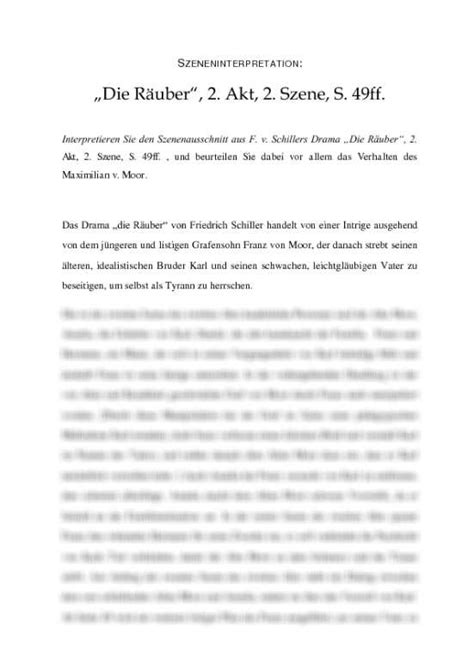 Szeneninterpretation: "Die Räuber", 2. Akt, 2. Szene. Friedrich Schiller