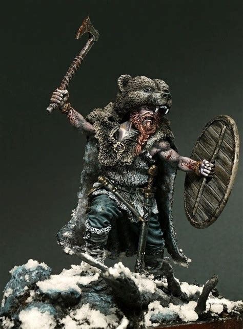 Viking Berserker in bear's skin | 75 mm | $599. Miniature model ...