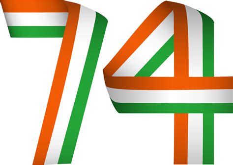 74 Number Made By Tricolor Ribbon Of India On White Background ...