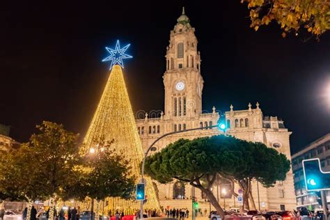 Christmas Light in Porto, Portugal at Night Editorial Image - Image of dark, historic: 139564965