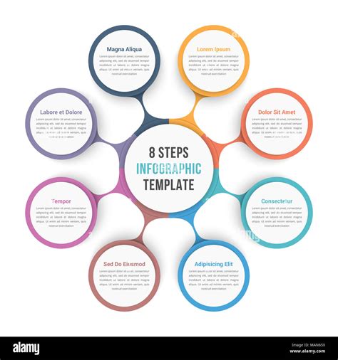 Circle diagram infographic template with eight steps or options ...