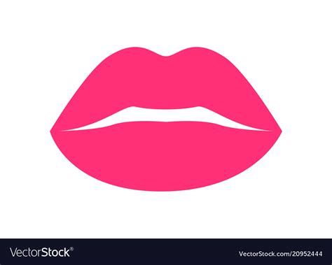 Glossy bright pink lips icon Royalty Free Vector Image