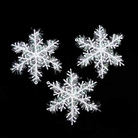 30Pcs 6cm White Snowflake Christmas Snow flakes Ornaments Holiday ...