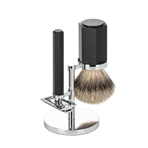 MÜHLE graphite shaving set silver tip at Edward's shaving