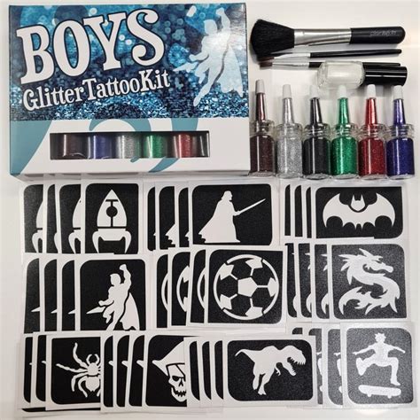 Buy Boys Glitter Tattoo Kit - Make your own tattoos, fake tattoos, body tattoos, glitter tattoos ...