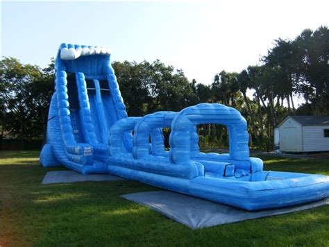 Giant Adults Blue Long Double Inflatable Slip And Slide With Pool