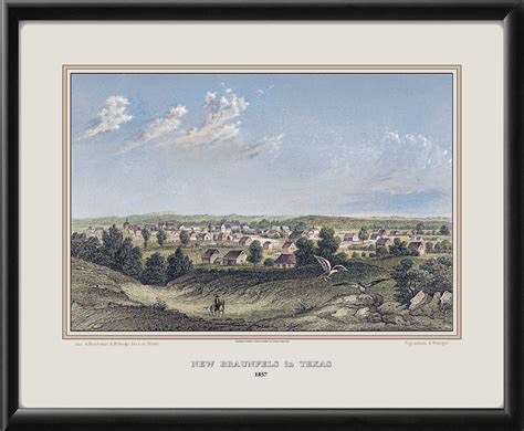 New Braunfels TX 1857 - Vintage City Maps, Restored Views