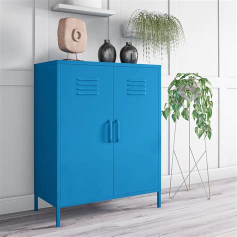 Novogratz Cache 2 Door Metal Locker Storage Cabinet, Blue - Walmart.com