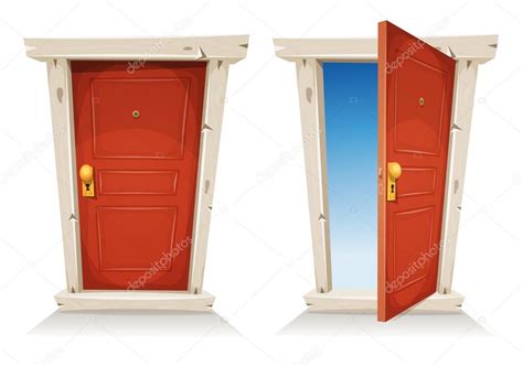 Red Door Open And Closed Stock Vector by ©benchyb 106471078