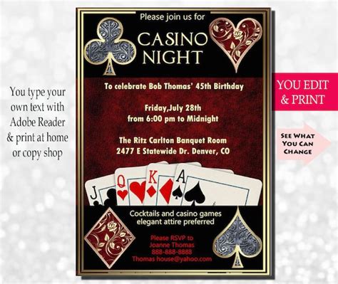 Casino Night Invitation Casino Invitation Casino Party - Etsy