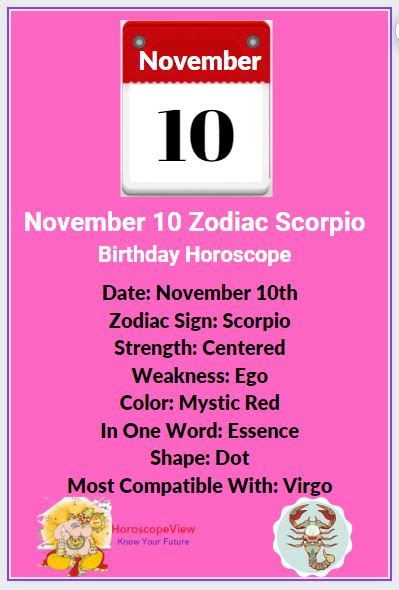 November 10 Scorpio Zodiac Sign and Characteristics