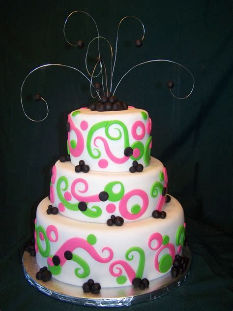 Whimsical Swirly Wedding Cake - CakeCentral.com