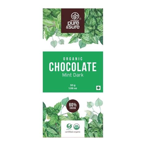 Phalada Pure & Sure |Organic Chocolate Bar, Mint Dark 30Gms-arogyapoint.com