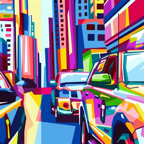 City Cabs Modern Abstract Colorful Pop Art Wall Art | Pop art canvas, Pop art painting, Pop art