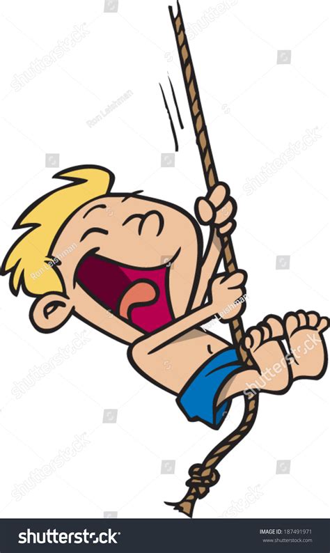 Cartoon Kid On Rope Swing Stock Vector (Royalty Free) 187491971 | Shutterstock