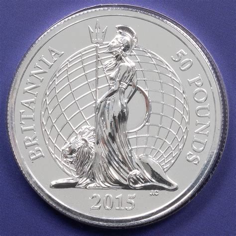 2015 BU £50 Silver Britannia Coin : Royal Mint