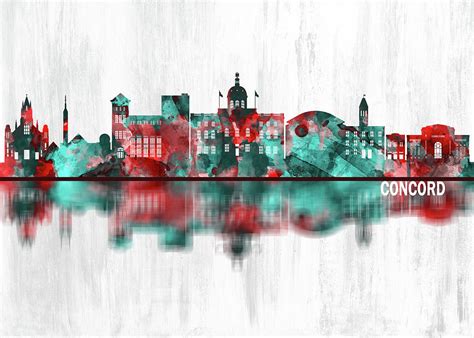 Concord New Hampshire Skyline Mixed Media by NextWay Art - Fine Art America