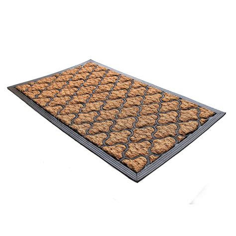 Elegant Hexagon Design Tough Rubber Moulded Coir Floor Mat — OnlyMat India