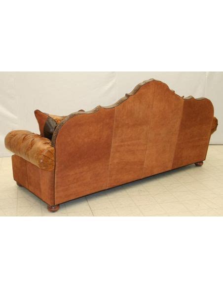 Leather tufted sofa