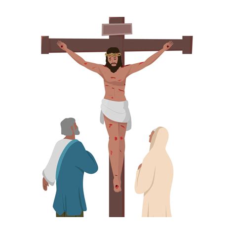 crucifixión de cristo, concepto bíblico. ilustración de jesucristo, crucificado en gólgota y ...