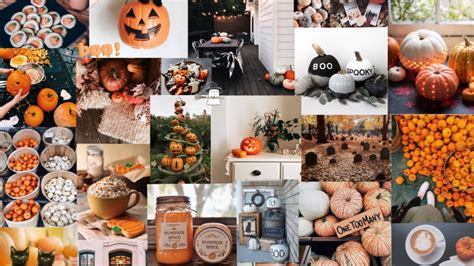 Download Cute Aesthetic Halloween Pumpkin Collage Wallpaper | Wallpapers.com