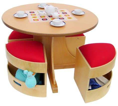 MODERN KIDS TABLE WITH STORAGE STOOLS