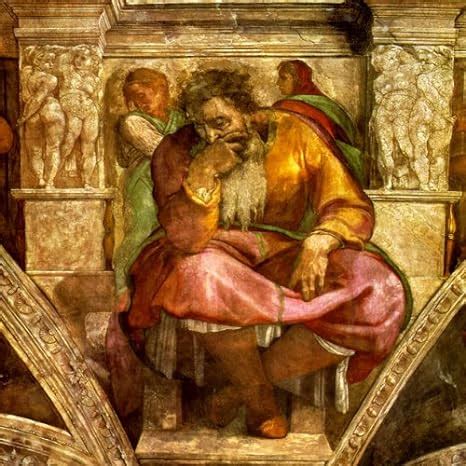 JEREMIAH WEEPING PROPHET HEBREW BIBLE RELIGION ITALIAN PAINTING BY MICHELANGELO LARGE REPRO ON ...