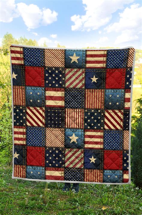 American flag Patchwork Design Quilt Bedspread - JTAMIGO.COM