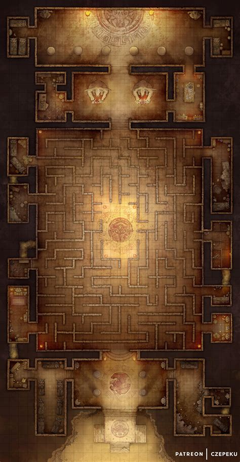 Labyrinth of the Minotaur Battlemap [26x50] : r/dndmaps