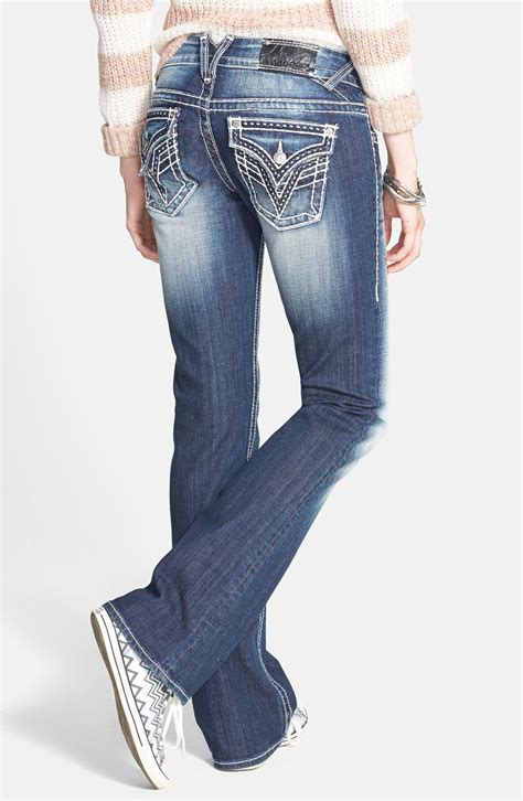 Vigoss 'New York' Embroidered Flap Pocket Bootcut Jeans (Dark) (Juniors) | Nordstrom