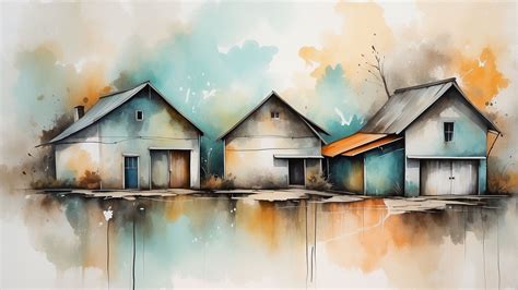 Watercolor Houses Background Art Free Stock Photo - Public Domain Pictures