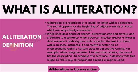 Alliteration: Definition and Examples of Alliteration in Conversation ...