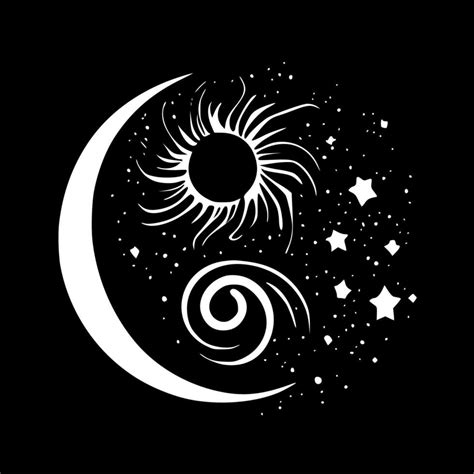 Celestial, Black and White Vector illustration 23593203 Vector Art at Vecteezy