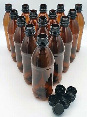 Brown Plastic 500ml PET Screw Cap Drinks Bottles Home Brew Beer x 20 ...