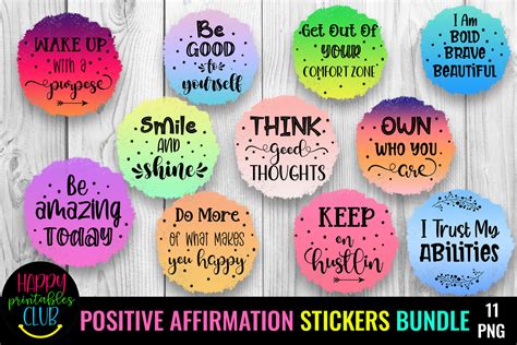 Positive Affirmation Stickers Bundle Graphic by Happy Printables Club · Creative Fabrica