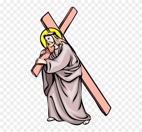 Vector Illustration Of Jesus Christ Carries Cross To - Clipart Stations ...