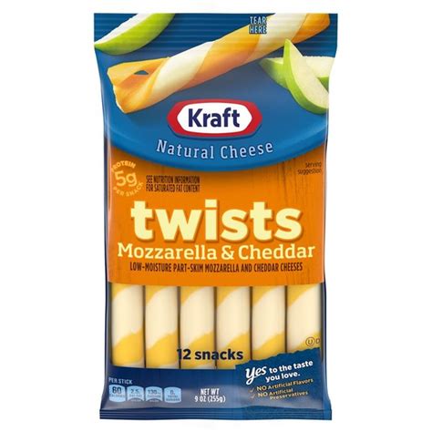 Kraft Twists String Cheese Mozzarella & Cheddar Cheese Snacks (9 oz ...