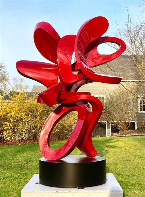 Kevin Barrett - "Scarlet" Large Outdoor Abstract Aluminum Metal Sculpture, Contemporary at ...